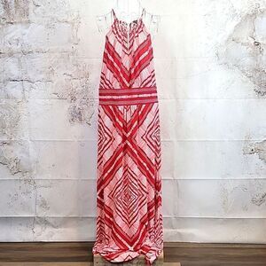 London Style Red and White Halter Maxi Sundress Women's Size 14